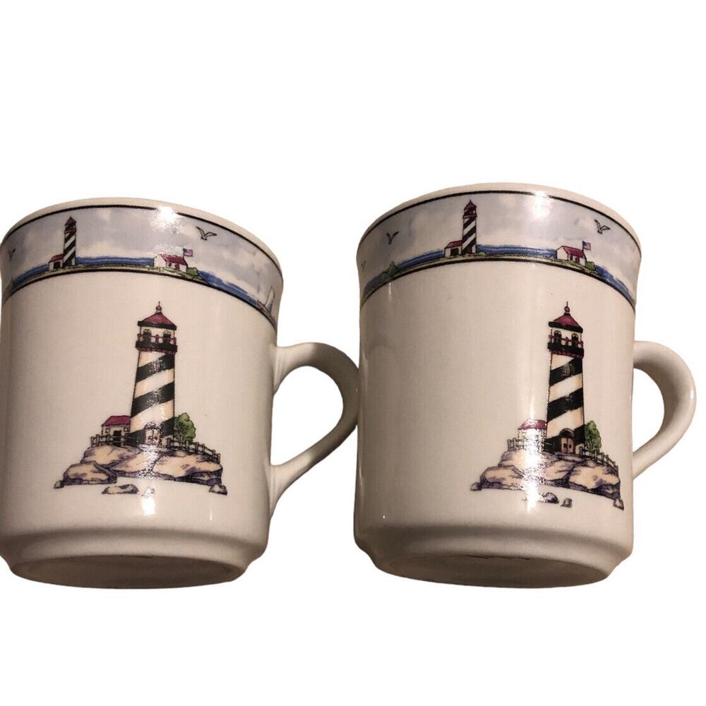 NEW Home Trends‎ Lighthouse Coffee Cups Set Of 2